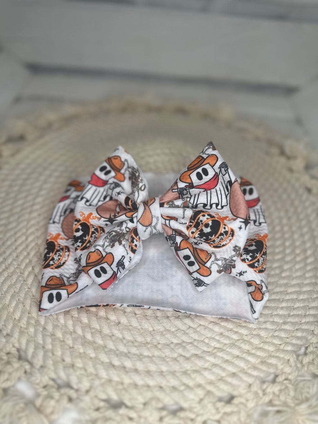 Girly Western Spooky Fabric Bow Headwrap | Fabric Headwrap, Hairbow, Baby Bow, Hair Accessory