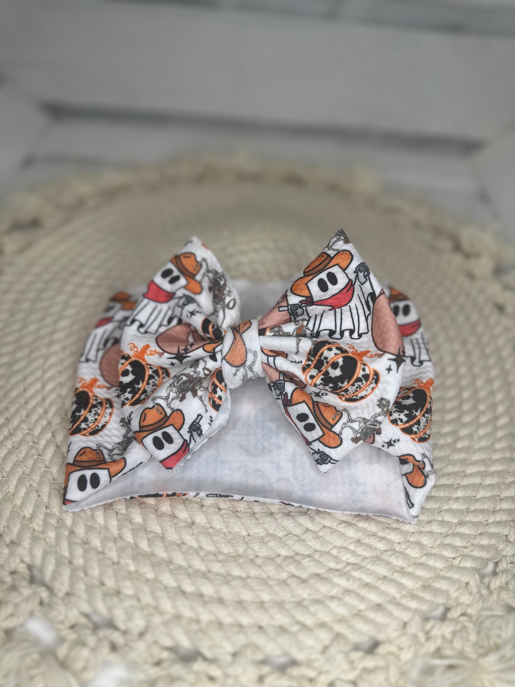 Girly Western Spooky Fabric Bow Headwrap | Fabric Headwrap, Hairbow, Baby Bow, Hair Accessory