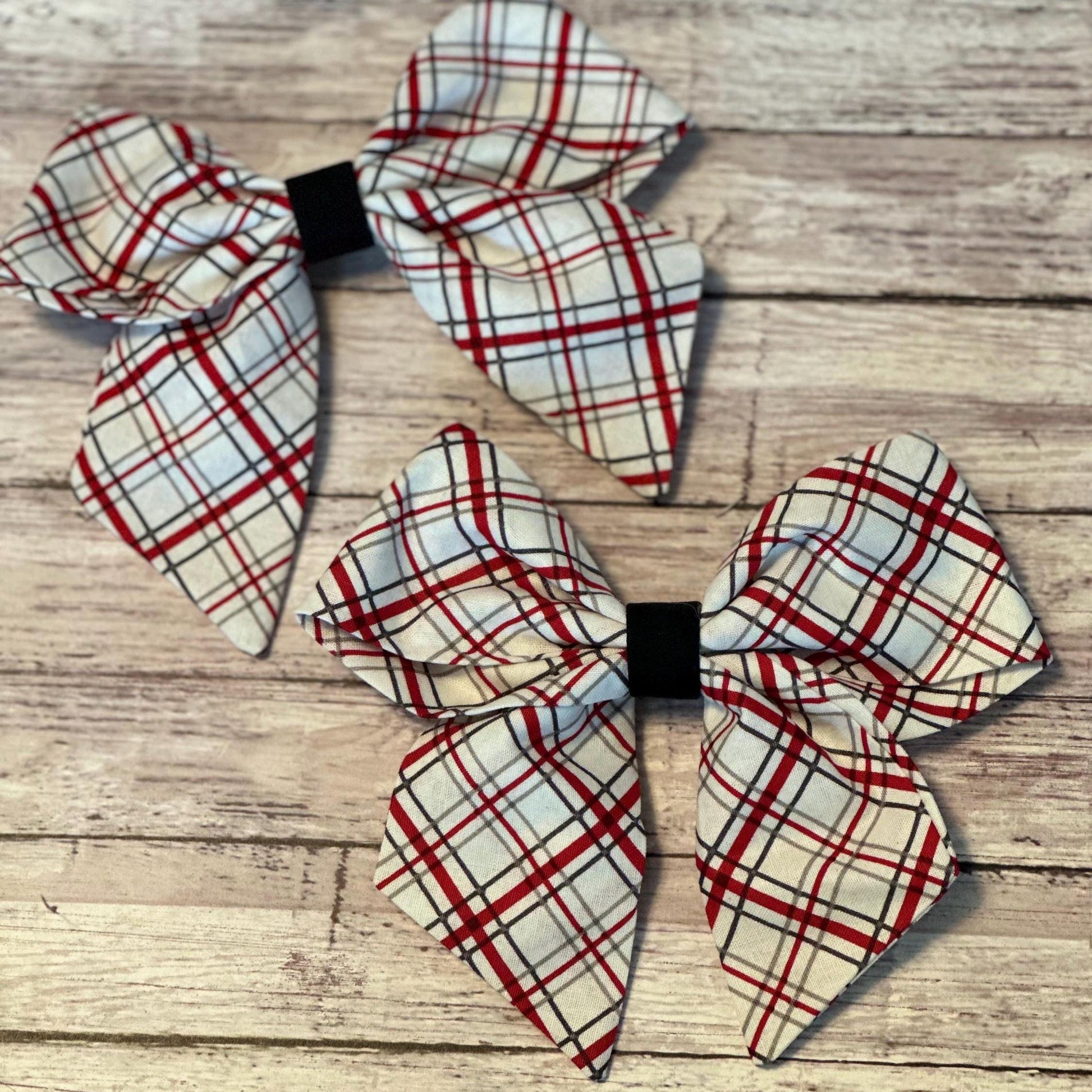 Girl's and Women's Red & White Holiday Plaid Bow | Fabric Hairclip, Hairbow, Baby Bow, Hair Accessory