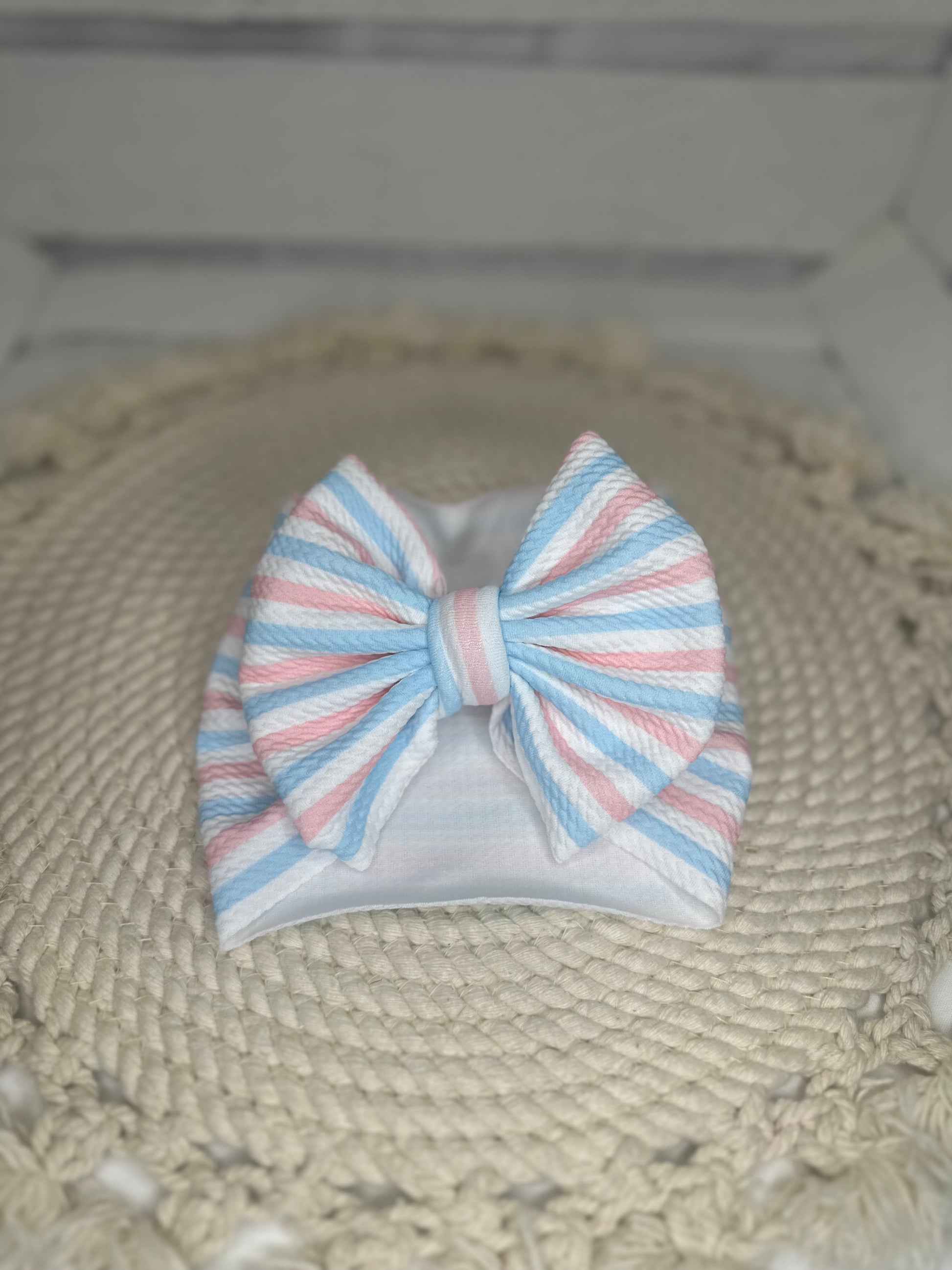 Newborn Stripes Fabric Bow Headwrap | Fabric Headwrap, Hairbow, Baby Bow, Hair Accessory