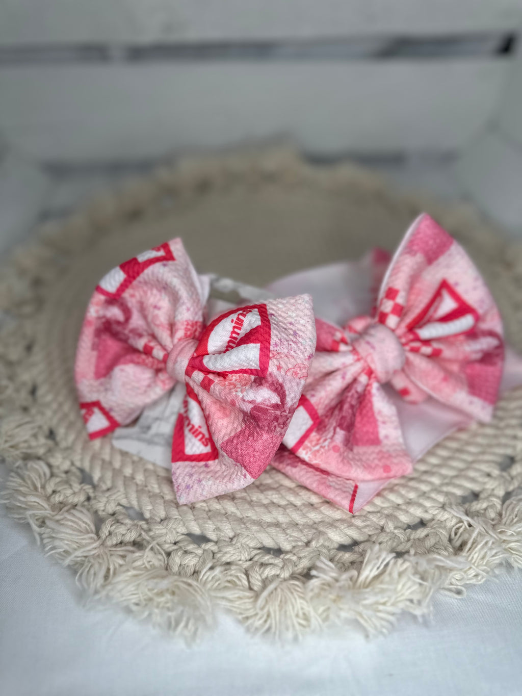Hand-Tied Diesel Truck Pink Fabric Bow Headwrap | Fabric Headwrap, Hairbow, Baby Bow, Hair Accessory