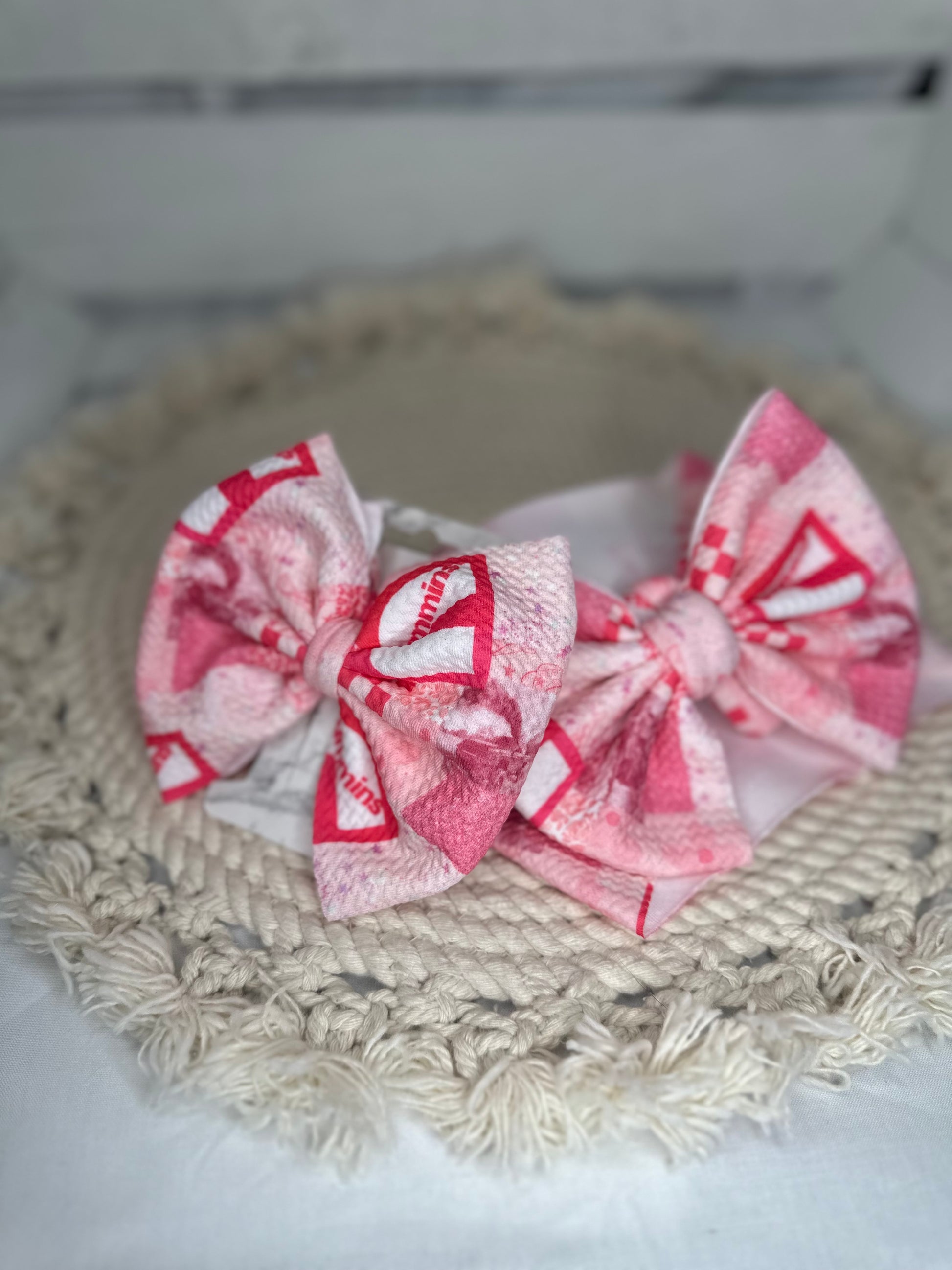 Hand-Tied Diesel Truck Pink Fabric Bow Headwrap | Fabric Headwrap, Hairbow, Baby Bow, Hair Accessory