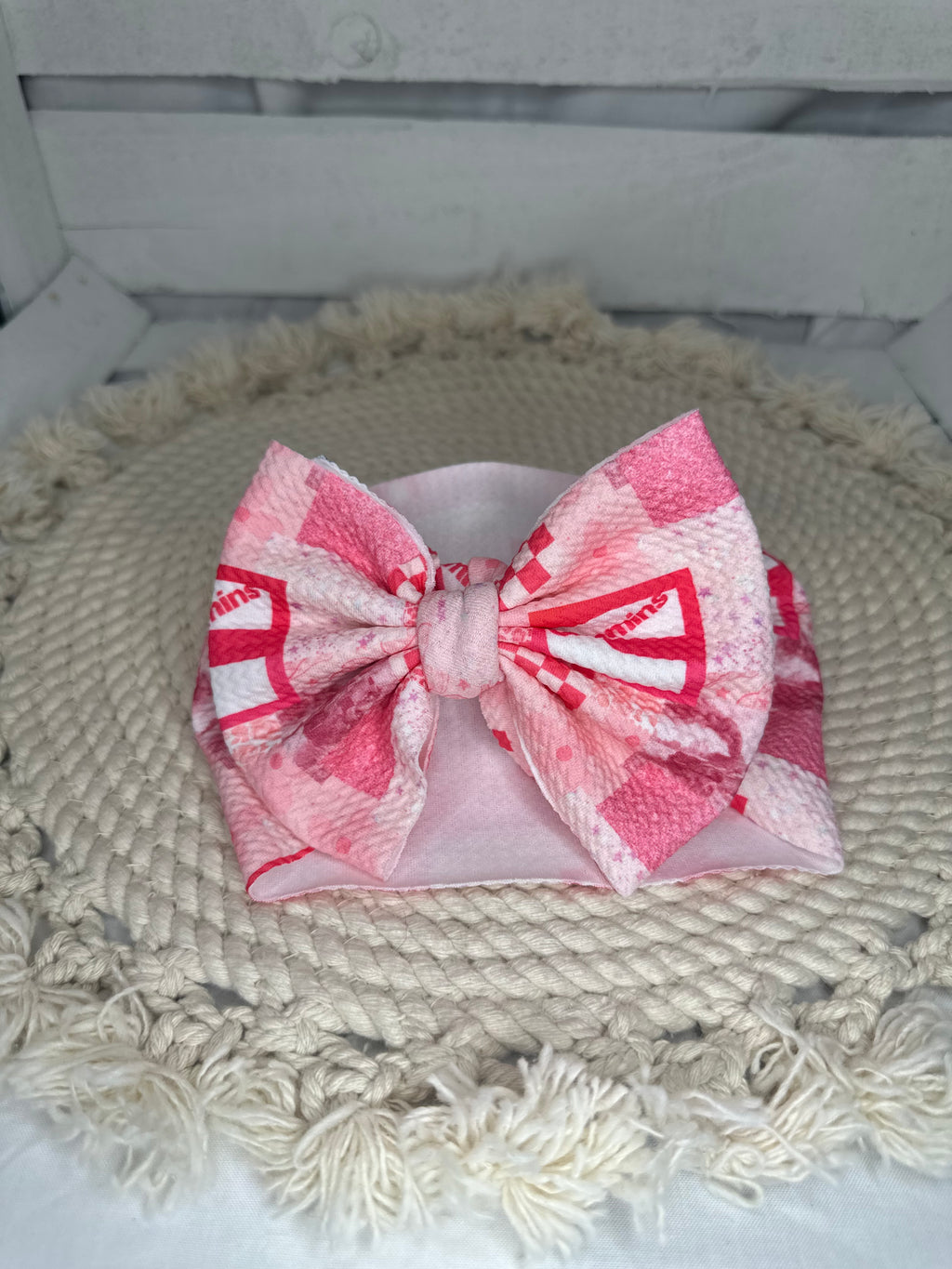 Hand-Tied Diesel Truck Pink Fabric Bow Headwrap | Fabric Headwrap, Hairbow, Baby Bow, Hair Accessory