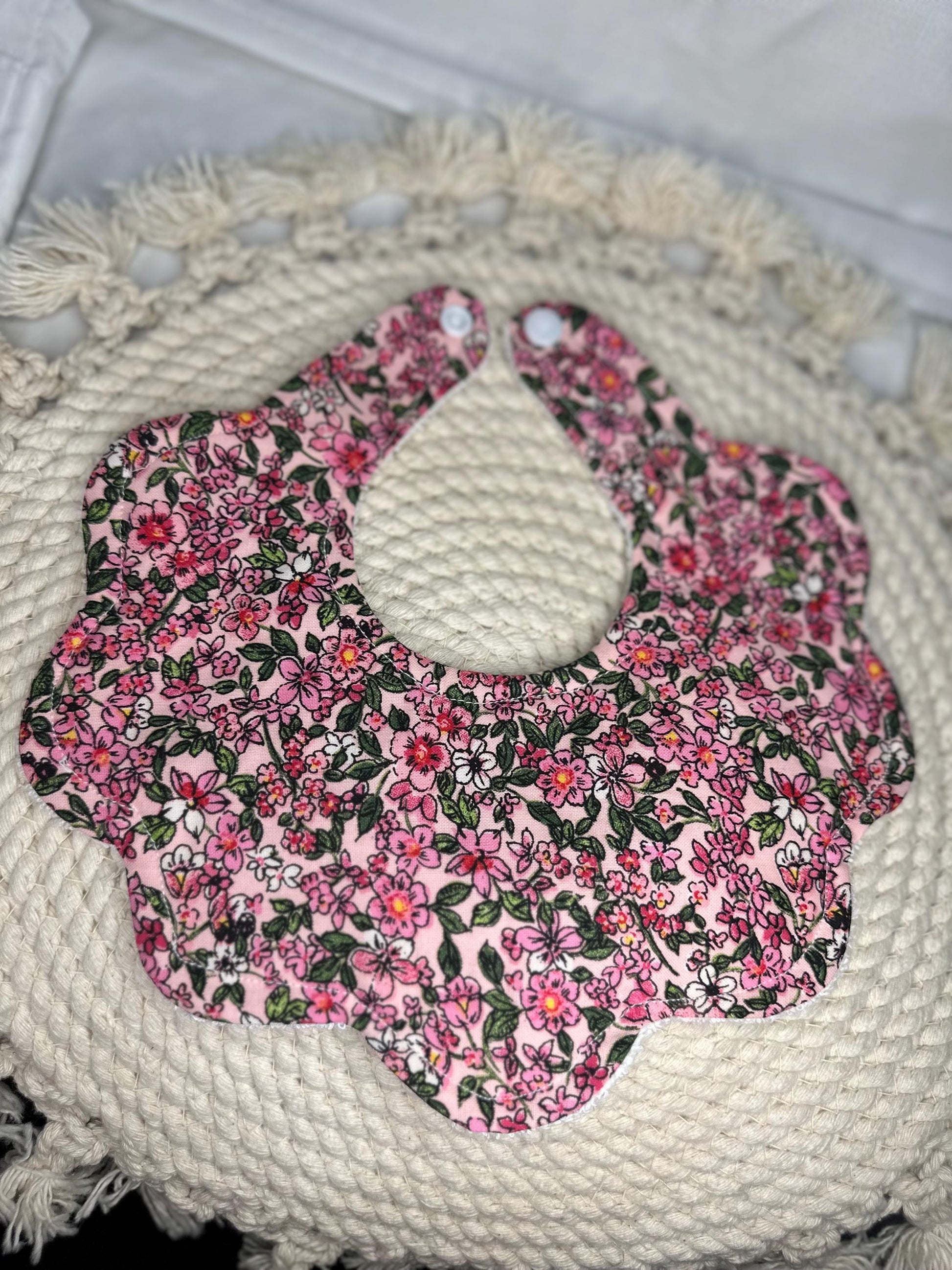 Children's Handmade Scalloped Baby Bib | Handsewn Baby Bib, Scalloped Bib, Girl's Baby Bib, Children's Bibs, Cotton Baby Bib
