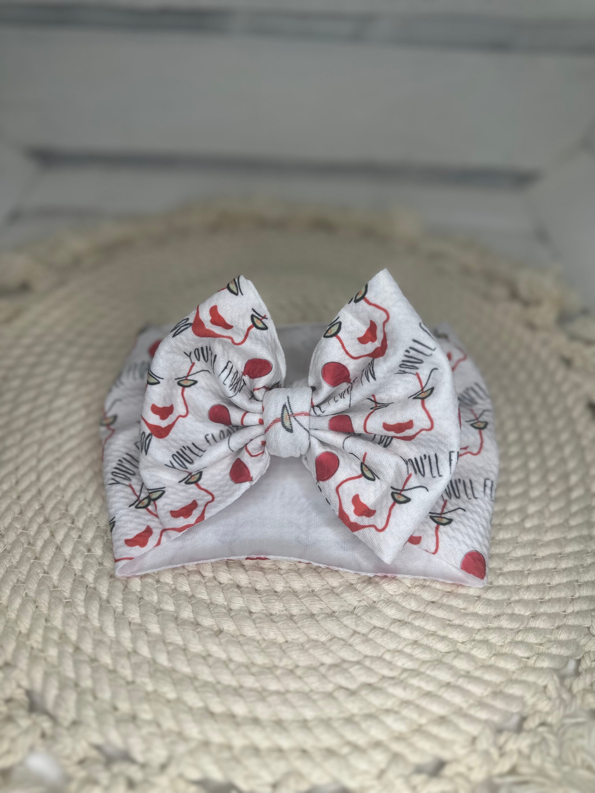 Red Balloon Clown Fabric Bow Headwrap | Fabric Headwrap, Hairbow, Baby Bow, Hair Accessory