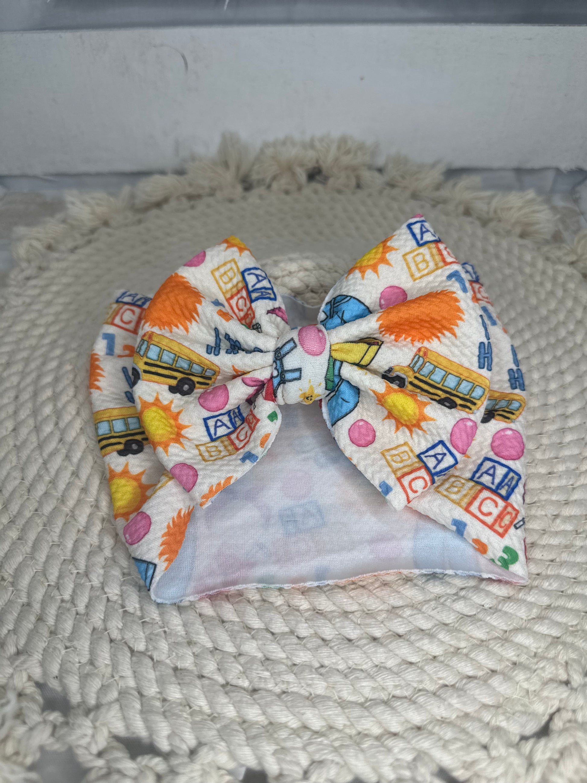 Hand-Tied Back to School So Happy Fabric Bow Headwrap | Fabric Headwrap, Hairbow, Baby Bow, Hair Accessory