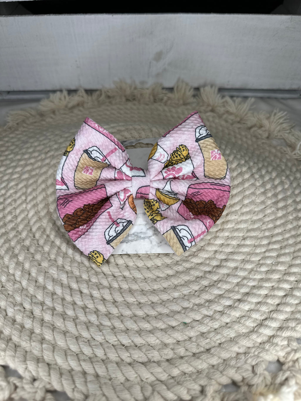 Hand Tied Pink Chickfila Fabric Bow Headwrap | Fabric Headwrap, Hairbow, Baby Bow, Hair Accessory