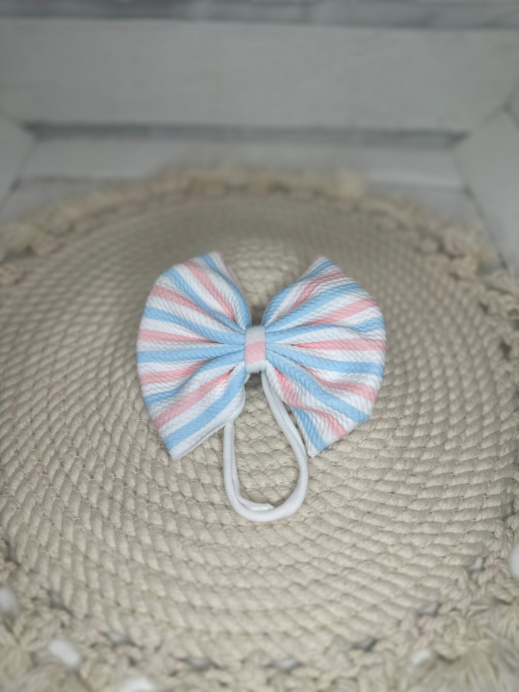 Newborn Stripes Fabric Bow Headwrap | Fabric Headwrap, Hairbow, Baby Bow, Hair Accessory