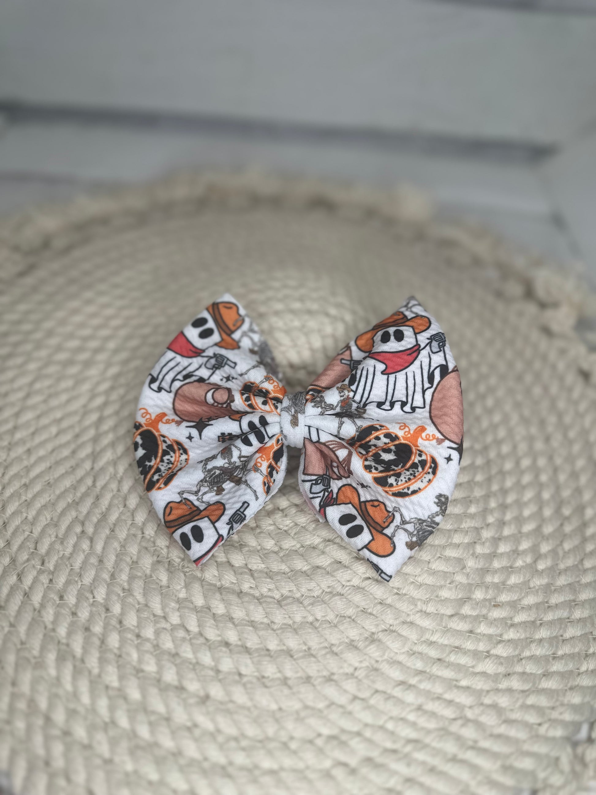 Girly Western Spooky Fabric Bow Headwrap | Fabric Headwrap, Hairbow, Baby Bow, Hair Accessory