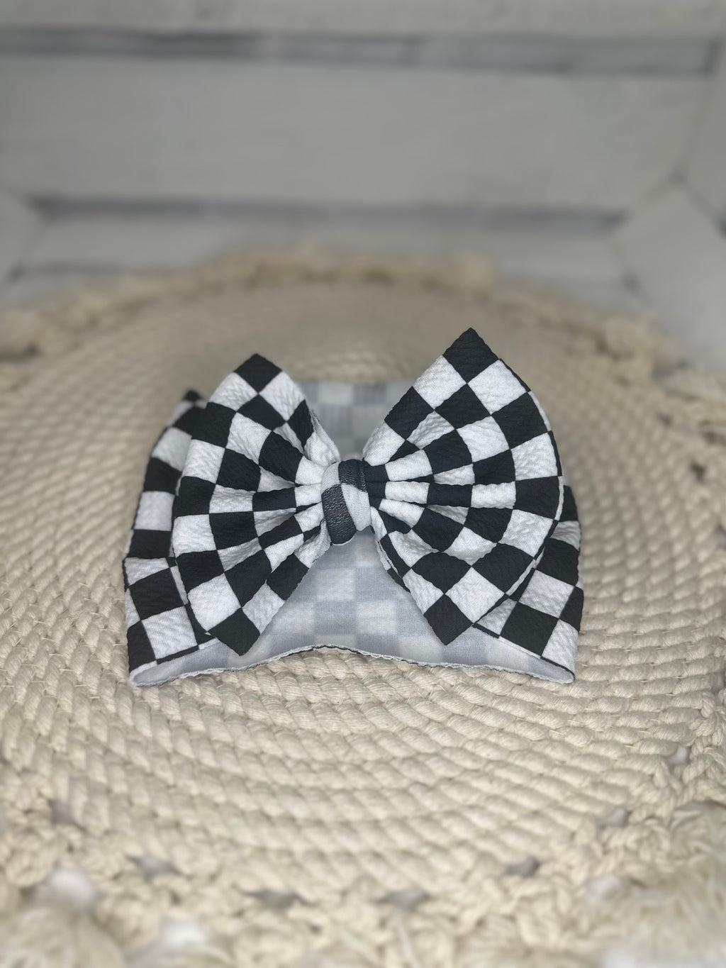 Black and White Checks Fabric Bow Headwrap | Fabric Headwrap, Hairbow, Baby Bow, Hair Accessory