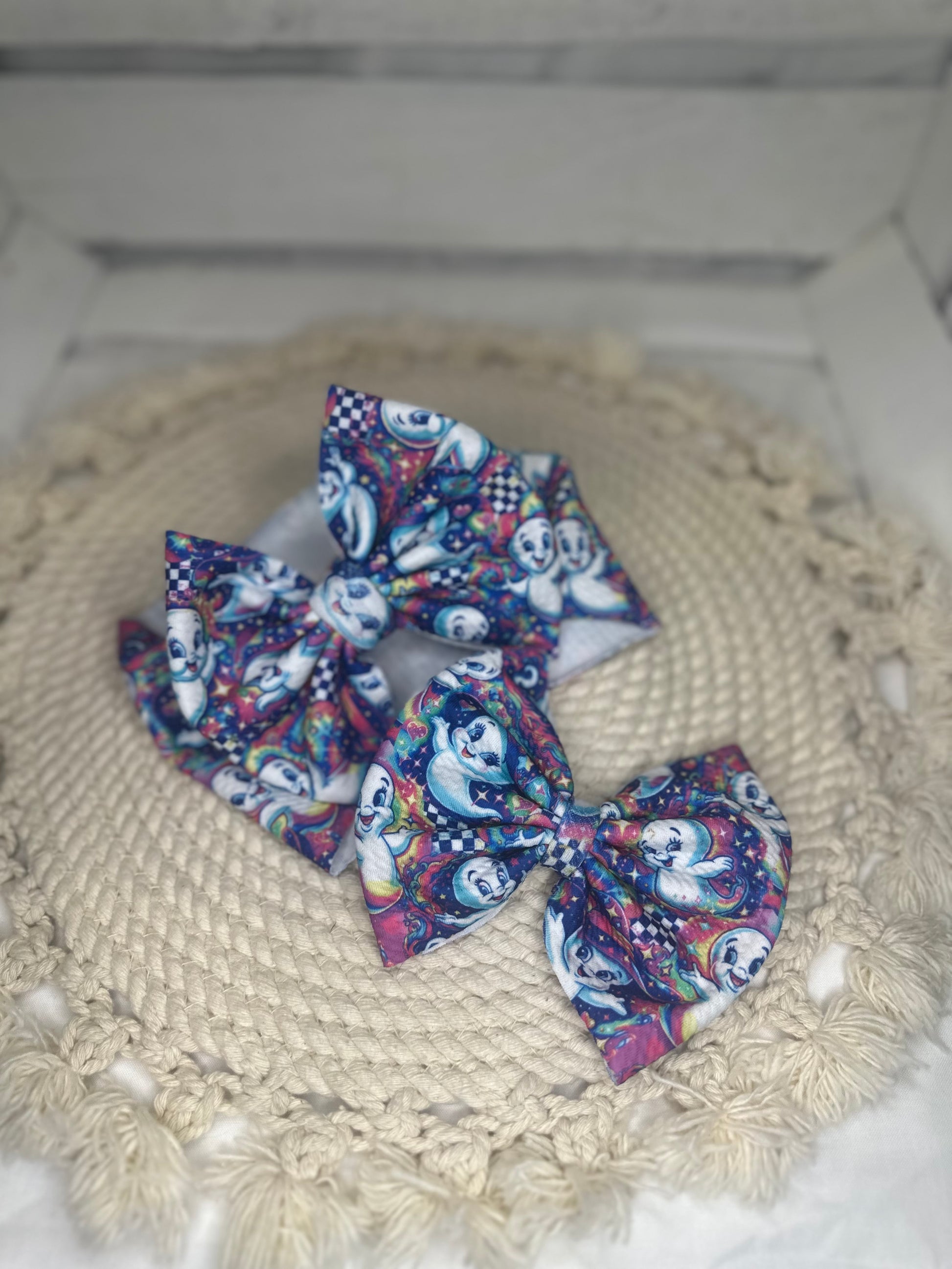 Friendly Ghost Fabric Bow Headwrap | Fabric Headwrap, Hairbow, Baby Bow, Hair Accessory