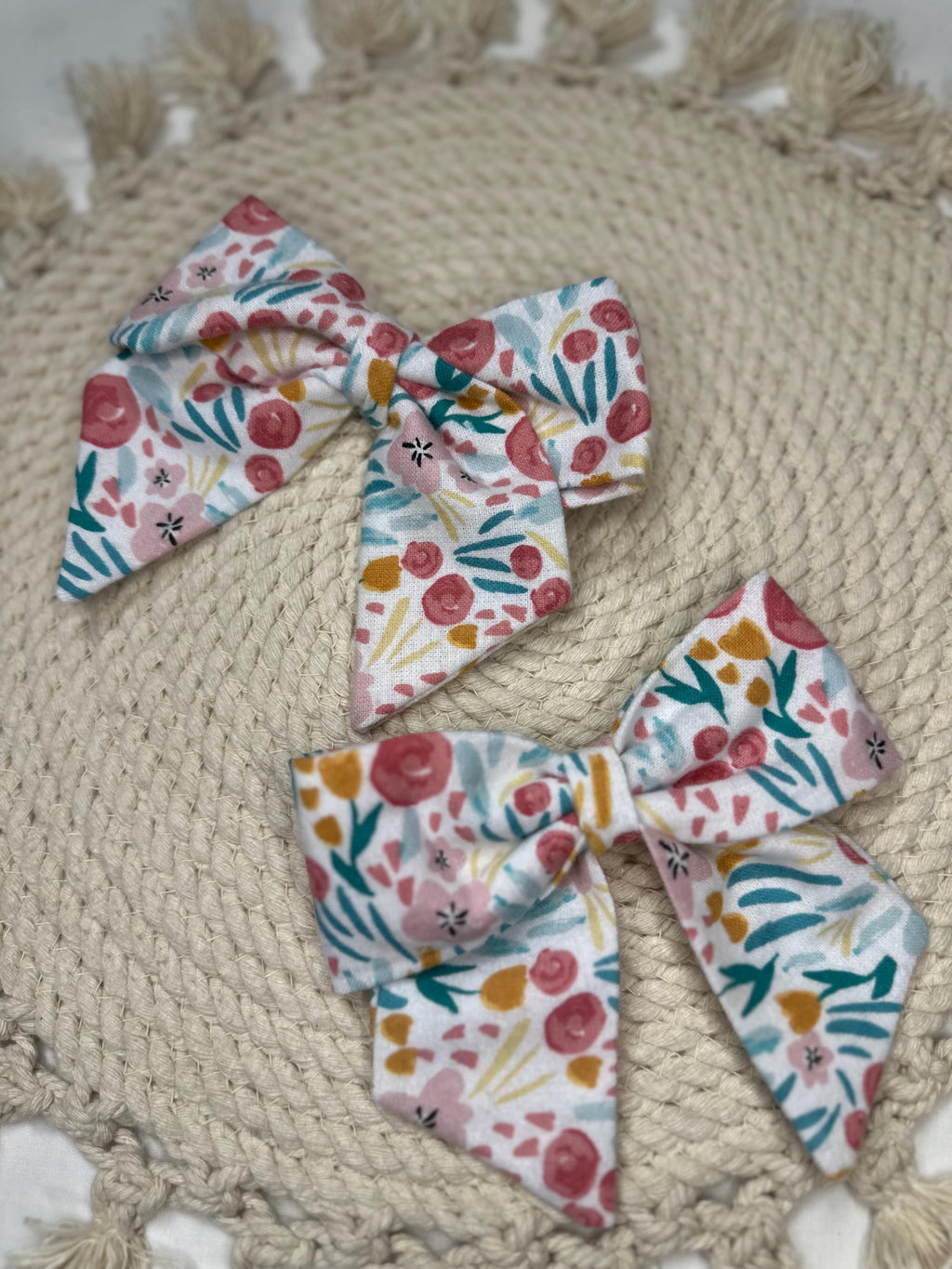 Girl's and Women's Colorful Floral Flower Bow Hairbow | Fabric Hairclip, Hairbow, Baby Bow, Hair Accessory
