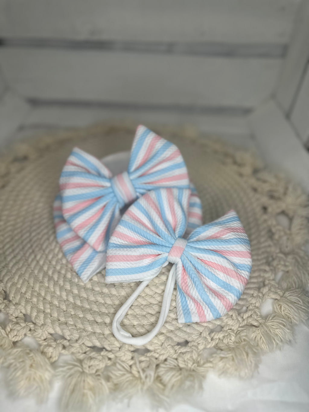 Newborn Stripes Fabric Bow Headwrap | Fabric Headwrap, Hairbow, Baby Bow, Hair Accessory