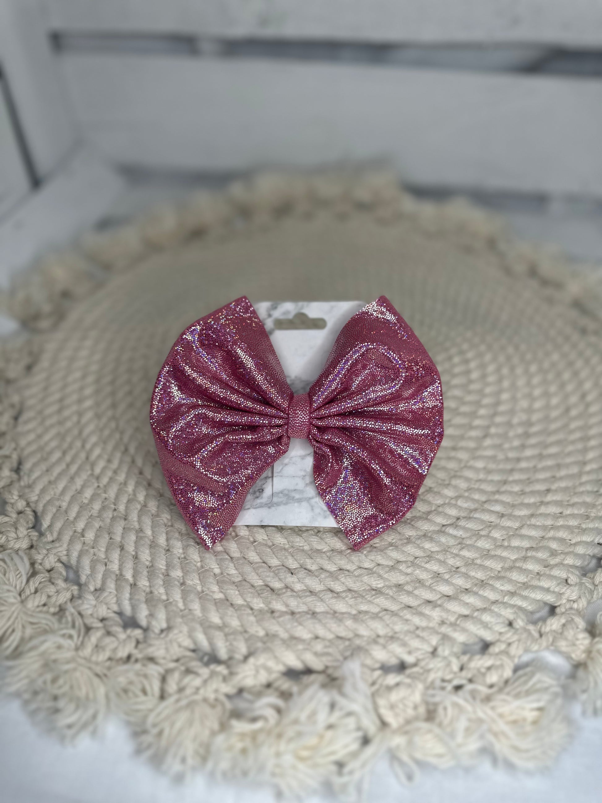 Hand Tied Hot Pink Holographic Fabric Bow Headwrap | Fabric Headwrap, Hairbow, Baby Bow, Hair Accessory