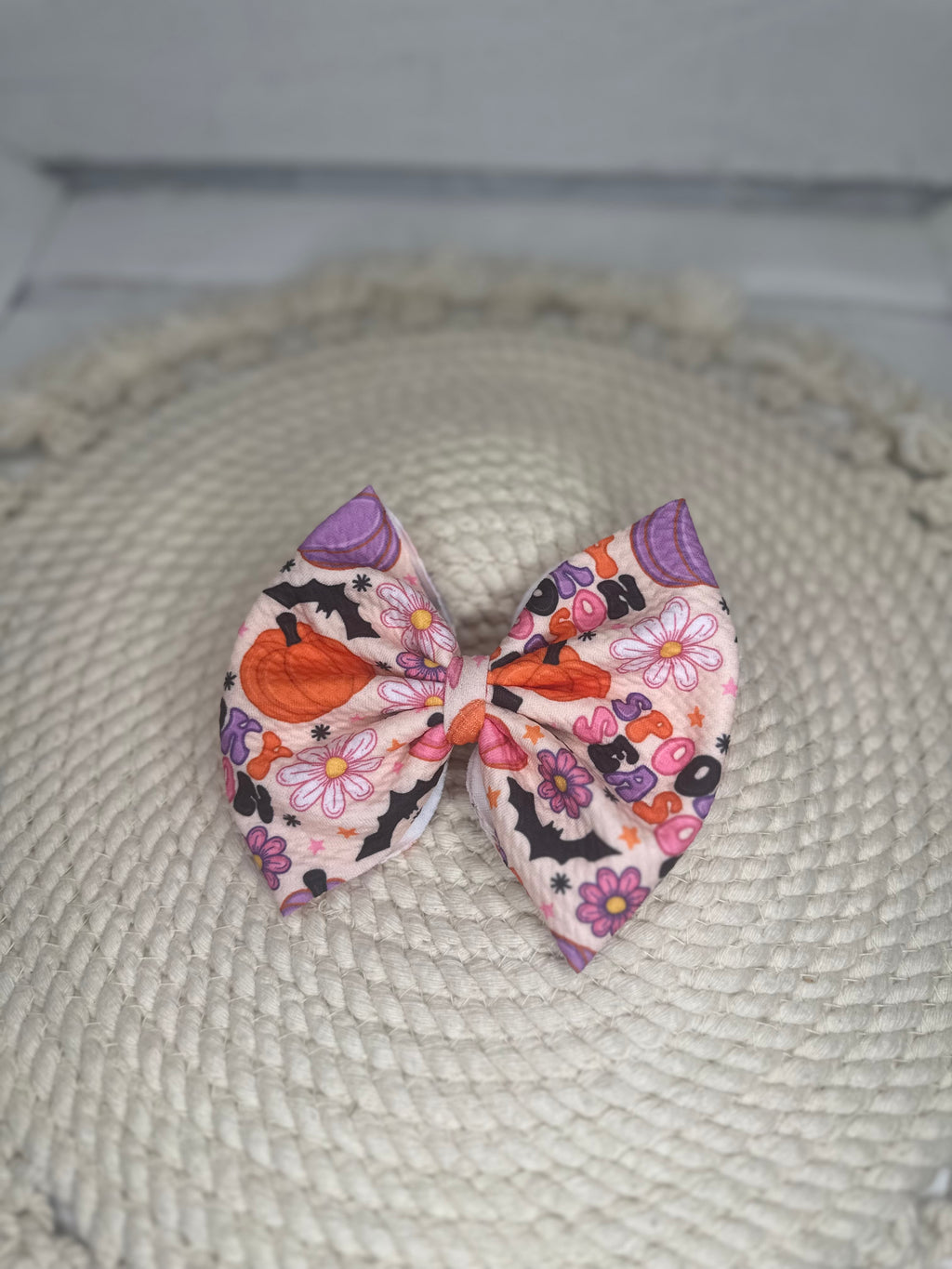Girly Spooky Season Fabric Bow Headwrap | Fabric Headwrap, Hairbow, Baby Bow, Hair Accessory