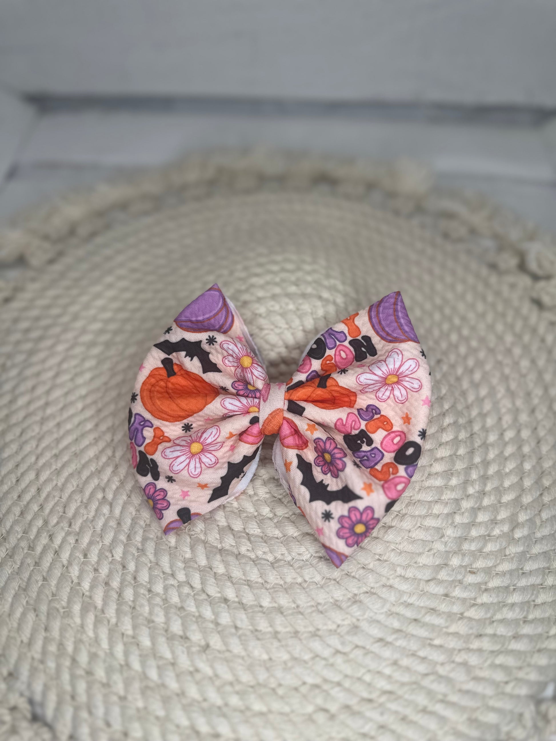 Girly Spooky Season Fabric Bow Headwrap | Fabric Headwrap, Hairbow, Baby Bow, Hair Accessory