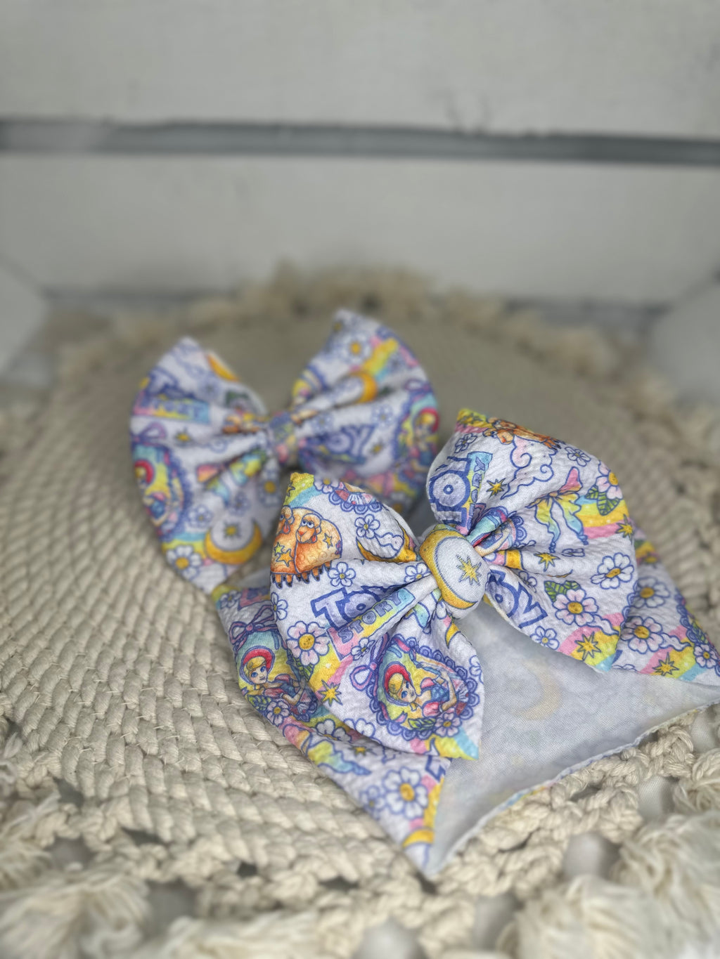Hand-Tied Purple T Story Fabric Bow Headwrap | Fabric Headwrap, Hairbow, Baby Bow, Hair Accessory