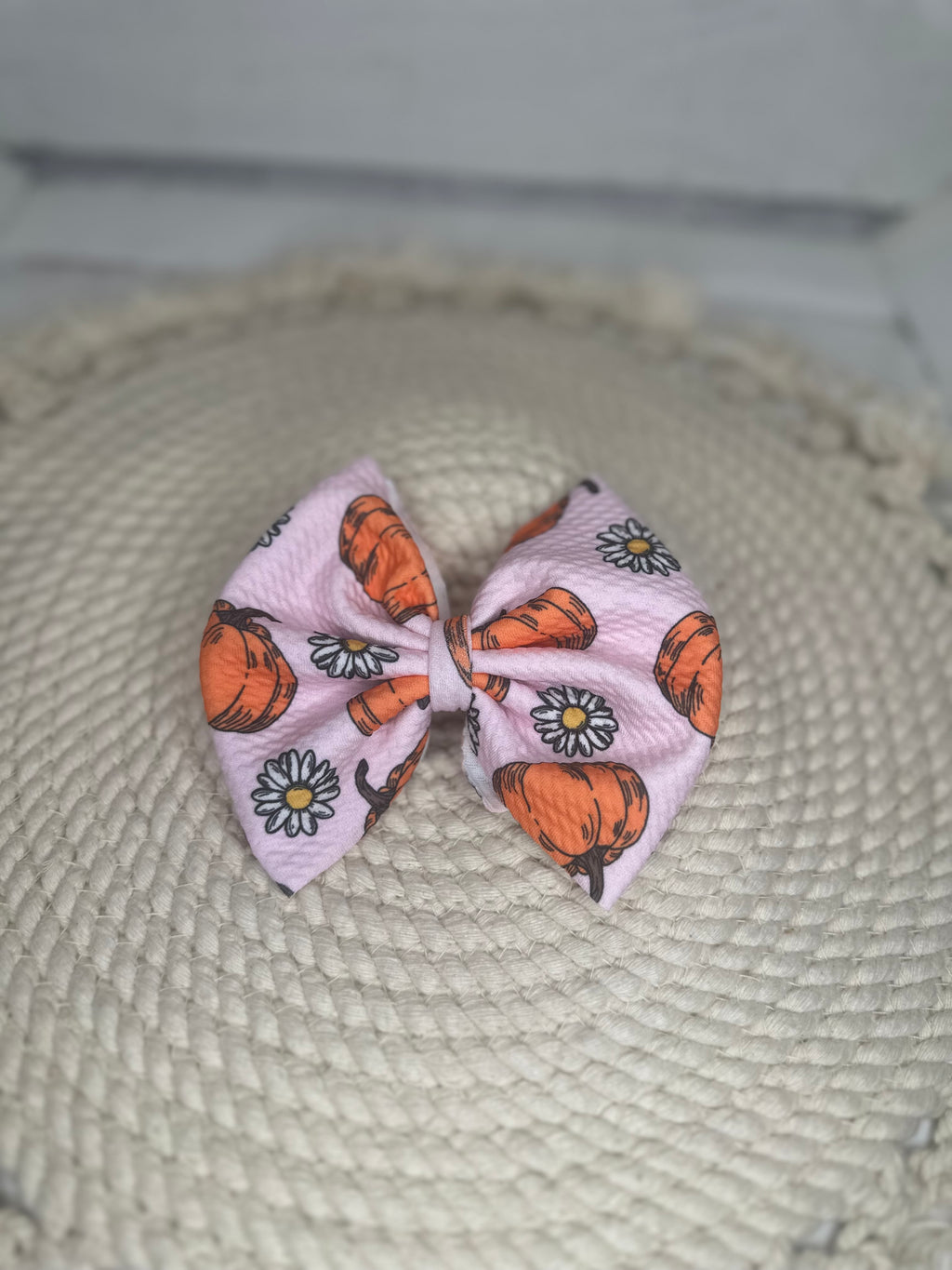 Girly Pink Pumpkin Fabric Bow Headwrap | Fabric Headwrap, Hairbow, Baby Bow, Hair Accessory