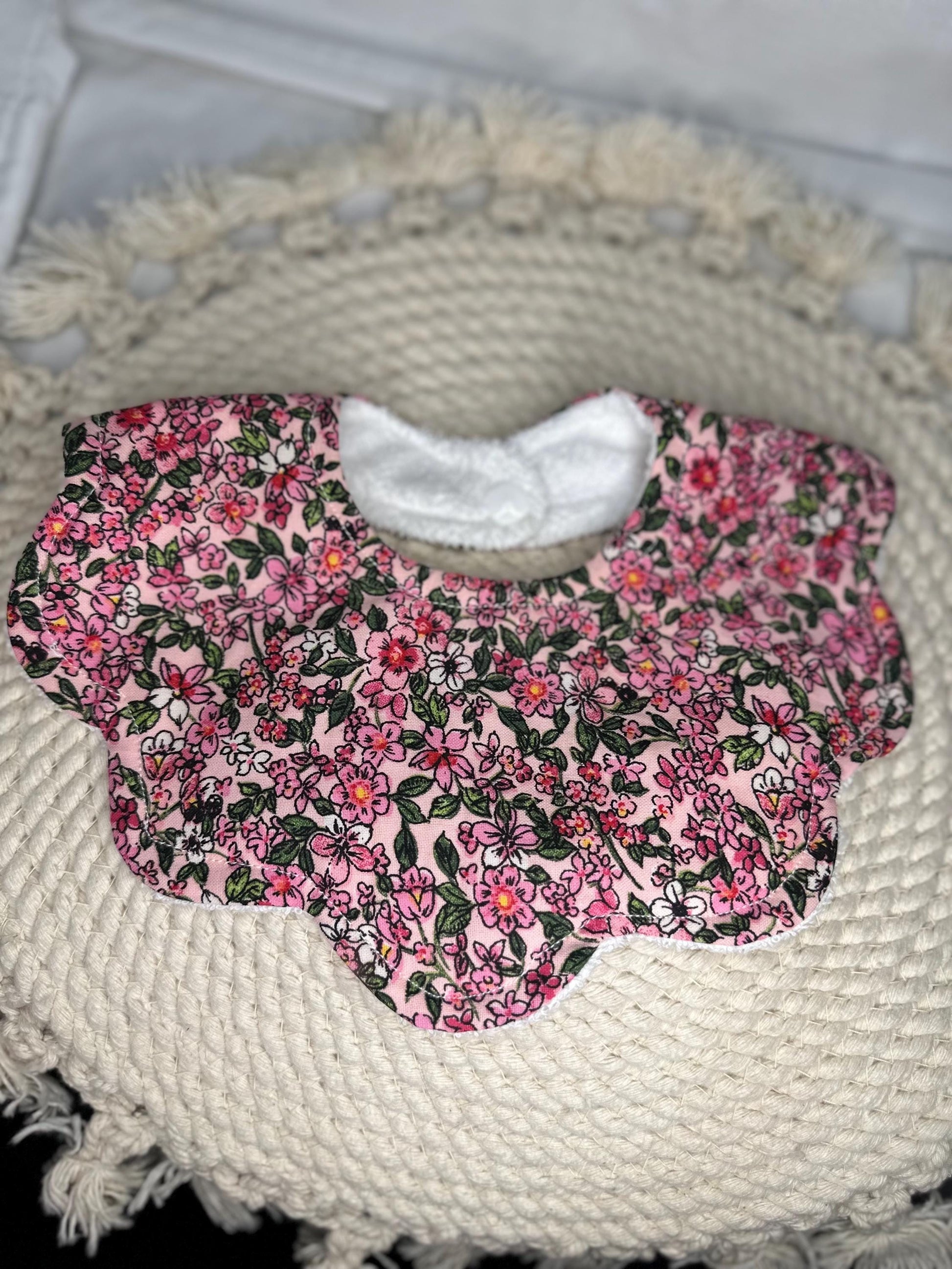 Children's Handmade Scalloped Baby Bib | Handsewn Baby Bib, Scalloped Bib, Girl's Baby Bib, Children's Bibs, Cotton Baby Bib