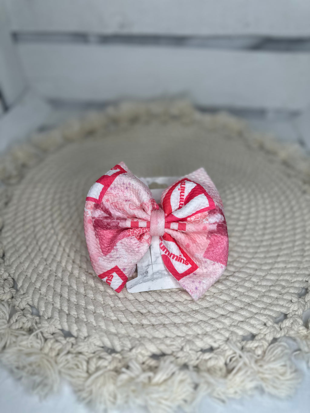 Hand-Tied Diesel Truck Pink Fabric Bow Headwrap | Fabric Headwrap, Hairbow, Baby Bow, Hair Accessory