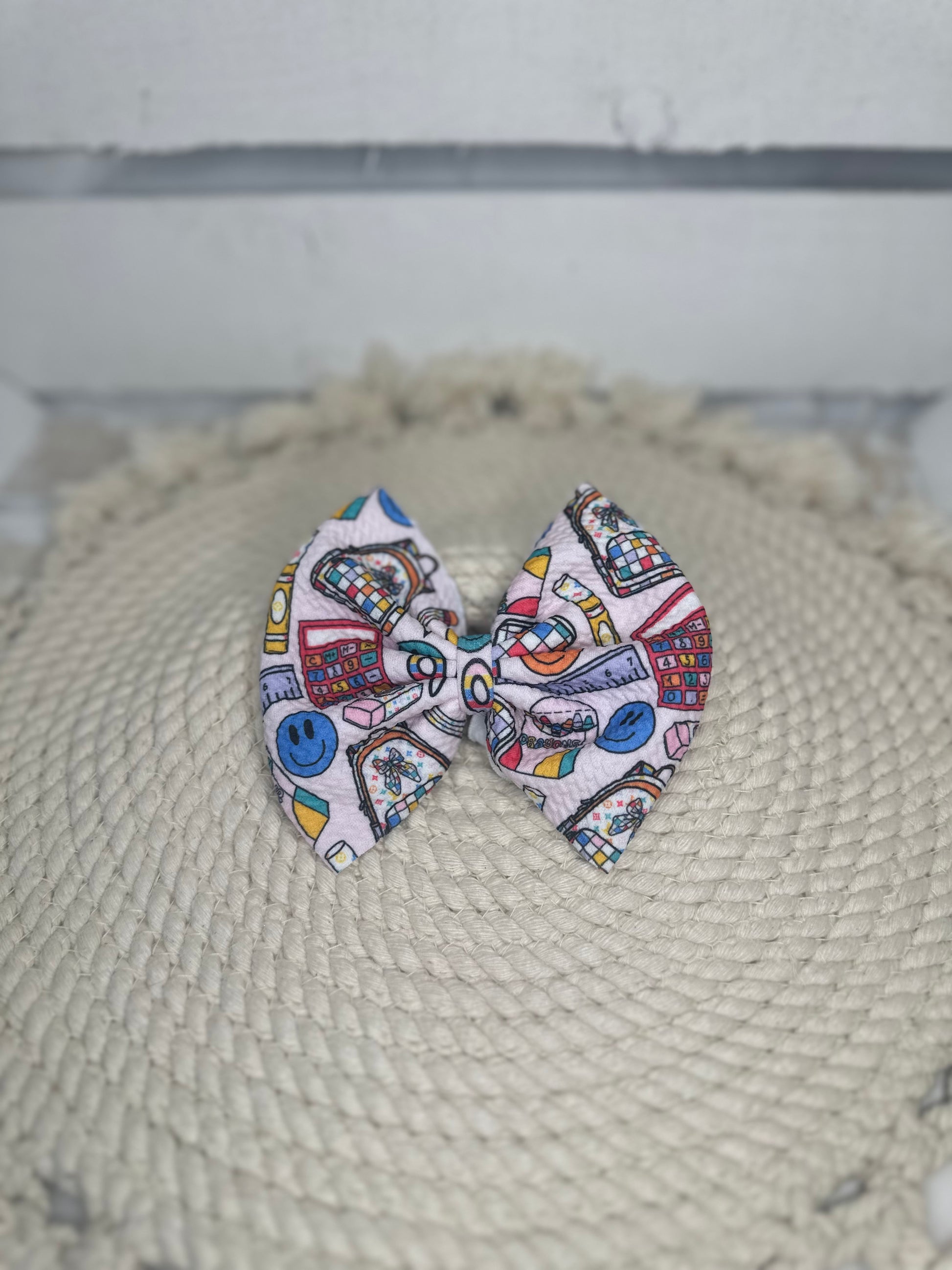 Hand-Tied Back to School Boujie Pink Fabric Bow Headwrap | Fabric Headwrap, Hairbow, Baby Bow, Hair Accessory