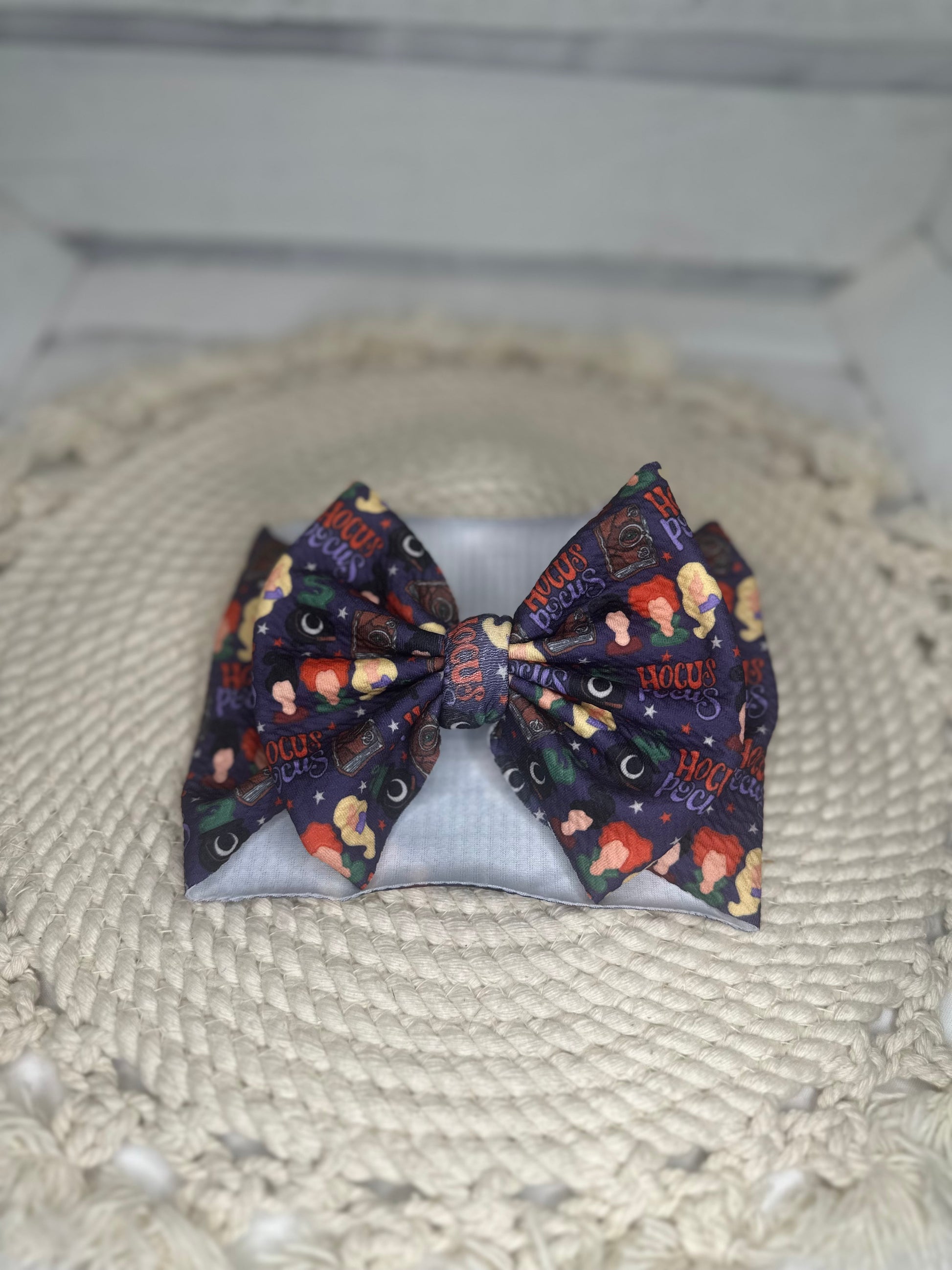 Three Sisters Halloween Fabric Bow Headwrap | Fabric Headwrap, Hairbow, Baby Bow, Hair Accessory