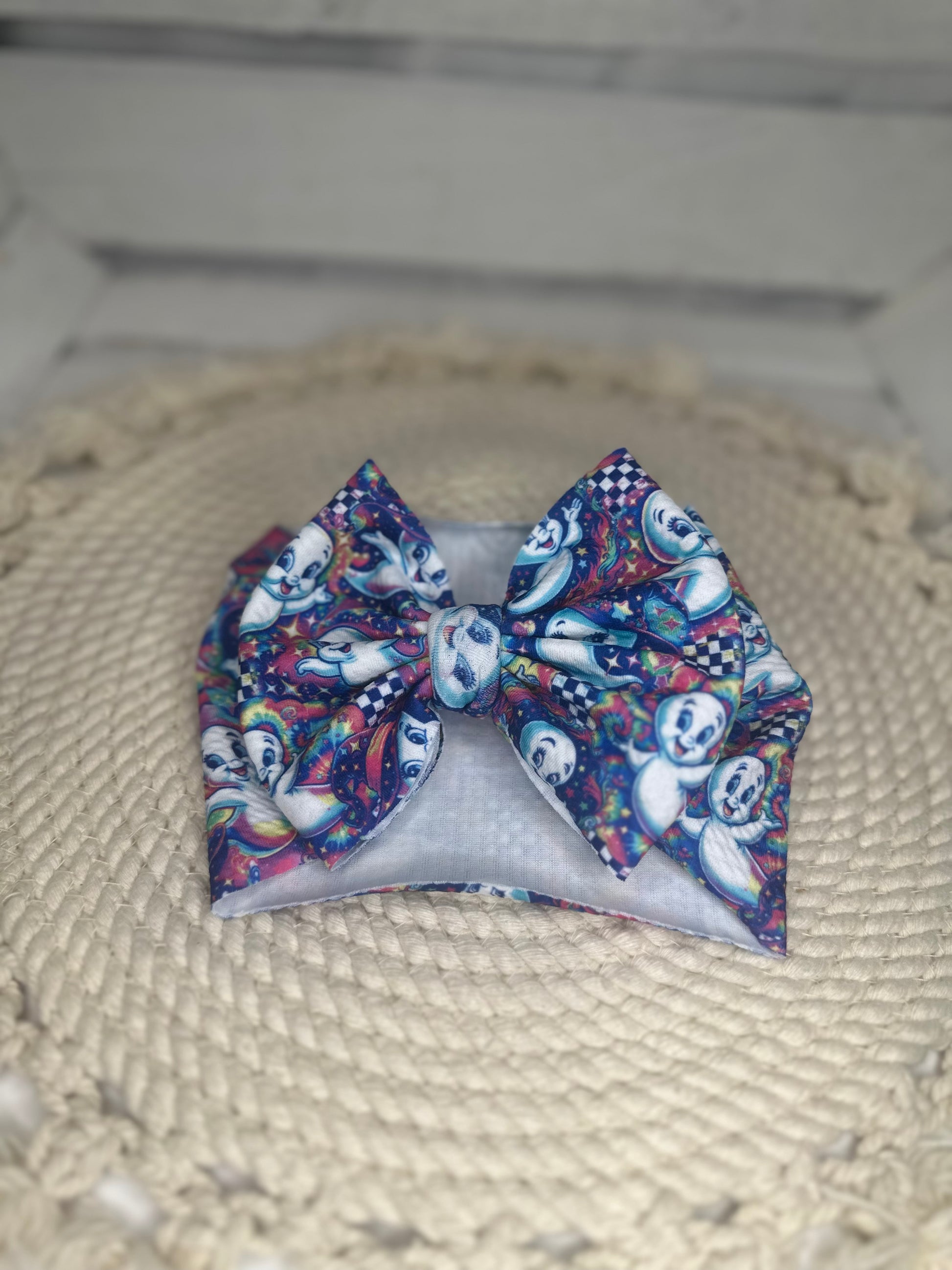 Friendly Ghost Fabric Bow Headwrap | Fabric Headwrap, Hairbow, Baby Bow, Hair Accessory