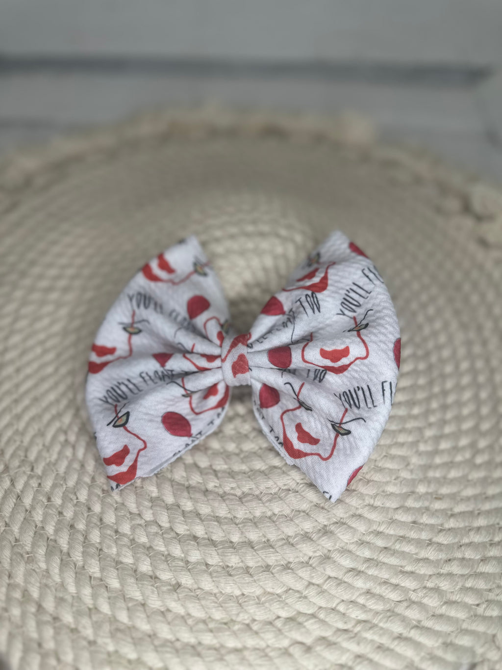 Red Balloon Clown Fabric Bow Headwrap | Fabric Headwrap, Hairbow, Baby Bow, Hair Accessory