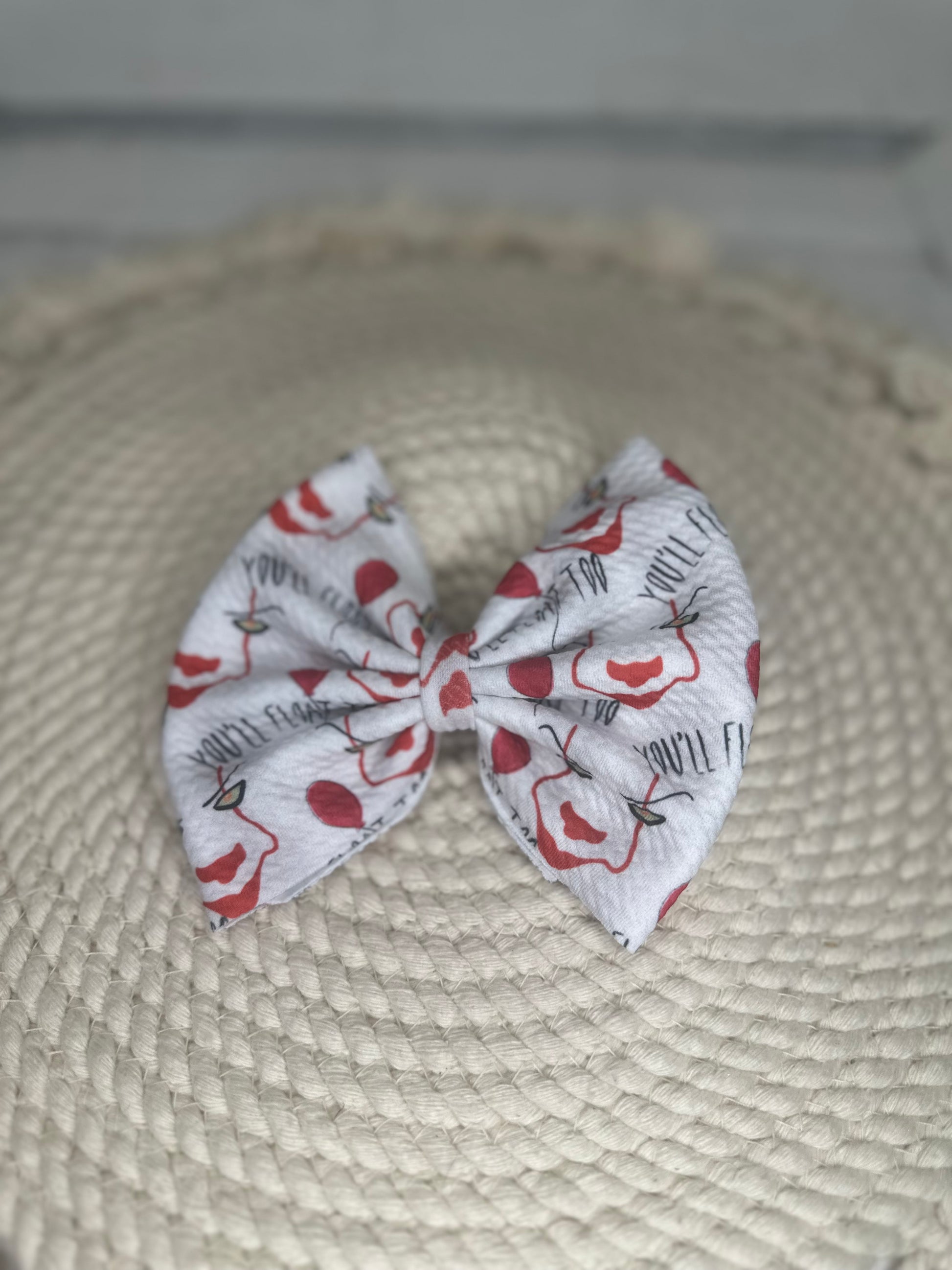 Red Balloon Clown Fabric Bow Headwrap | Fabric Headwrap, Hairbow, Baby Bow, Hair Accessory