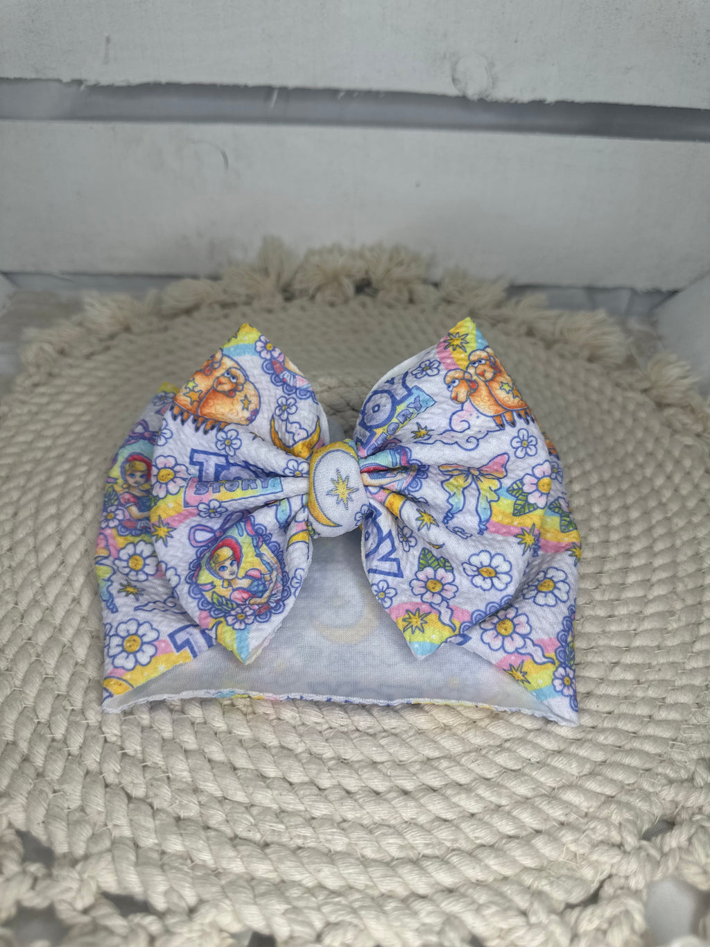 Hand-Tied Purple T Story Fabric Bow Headwrap | Fabric Headwrap, Hairbow, Baby Bow, Hair Accessory