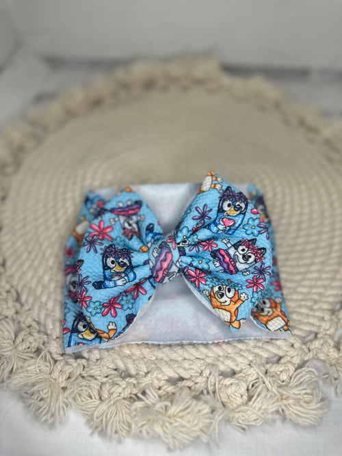 Blue Dog & Friends Blue Fabric Bow Headwrap | Fabric Headwrap, Hairbow, Baby Bow, Hair Accessory