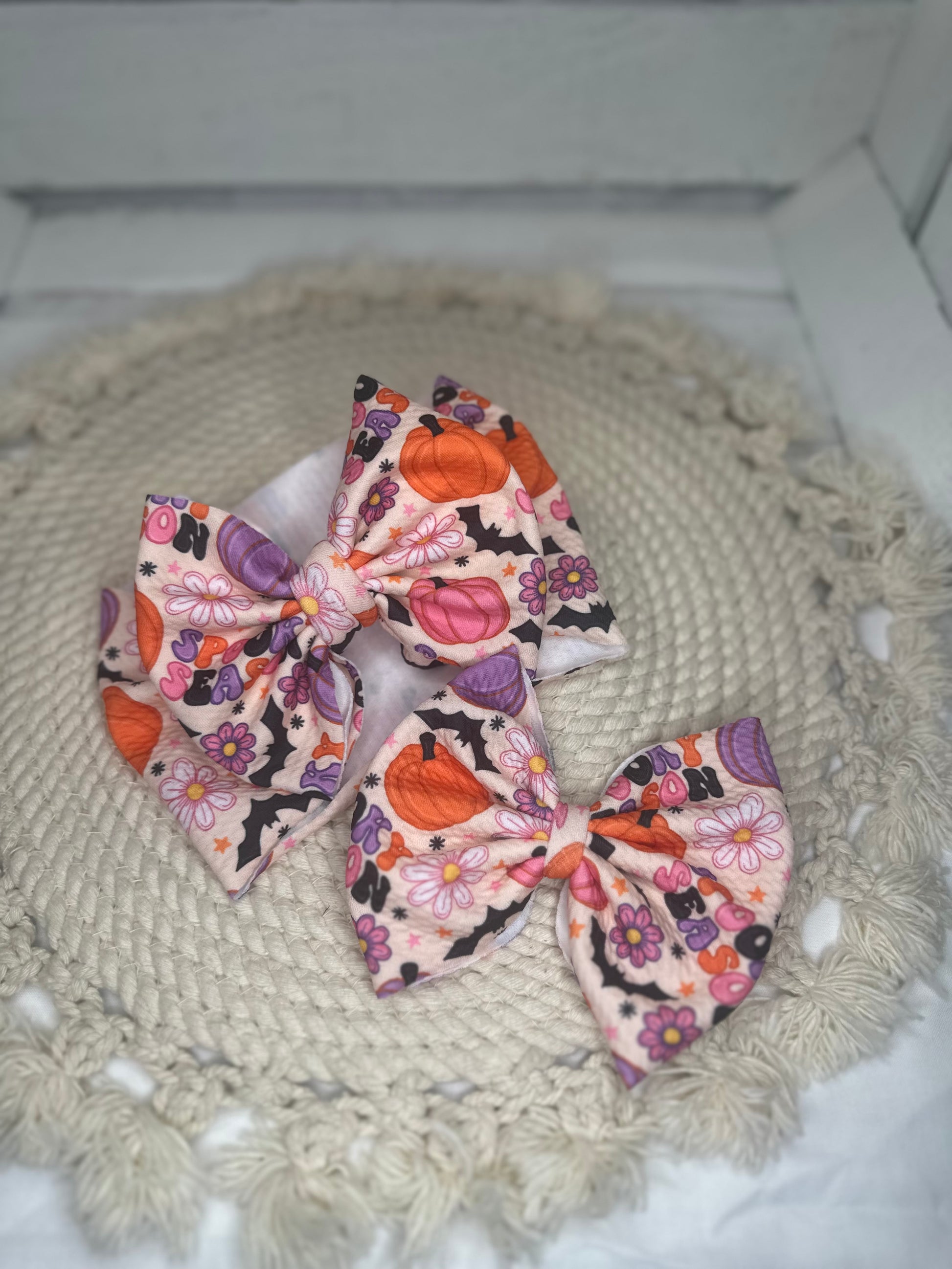 Girly Spooky Season Fabric Bow Headwrap | Fabric Headwrap, Hairbow, Baby Bow, Hair Accessory