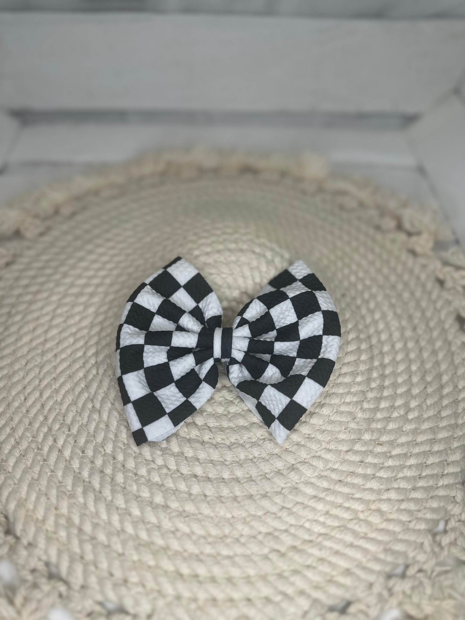 Black and White Checks Fabric Bow Headwrap | Fabric Headwrap, Hairbow, Baby Bow, Hair Accessory