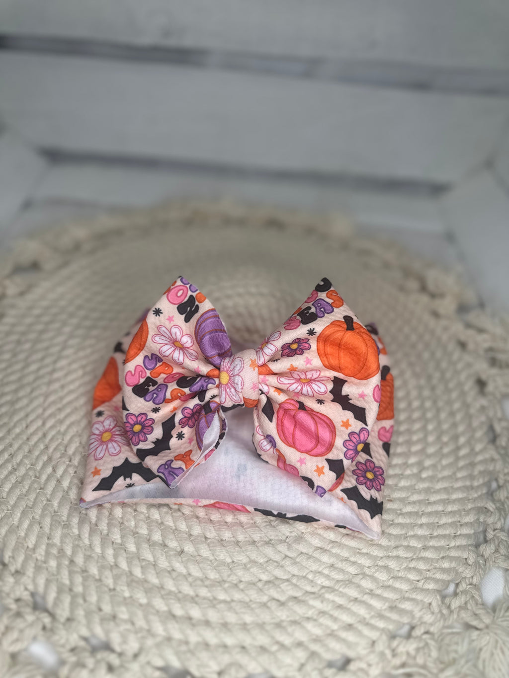 Girly Spooky Season Fabric Bow Headwrap | Fabric Headwrap, Hairbow, Baby Bow, Hair Accessory