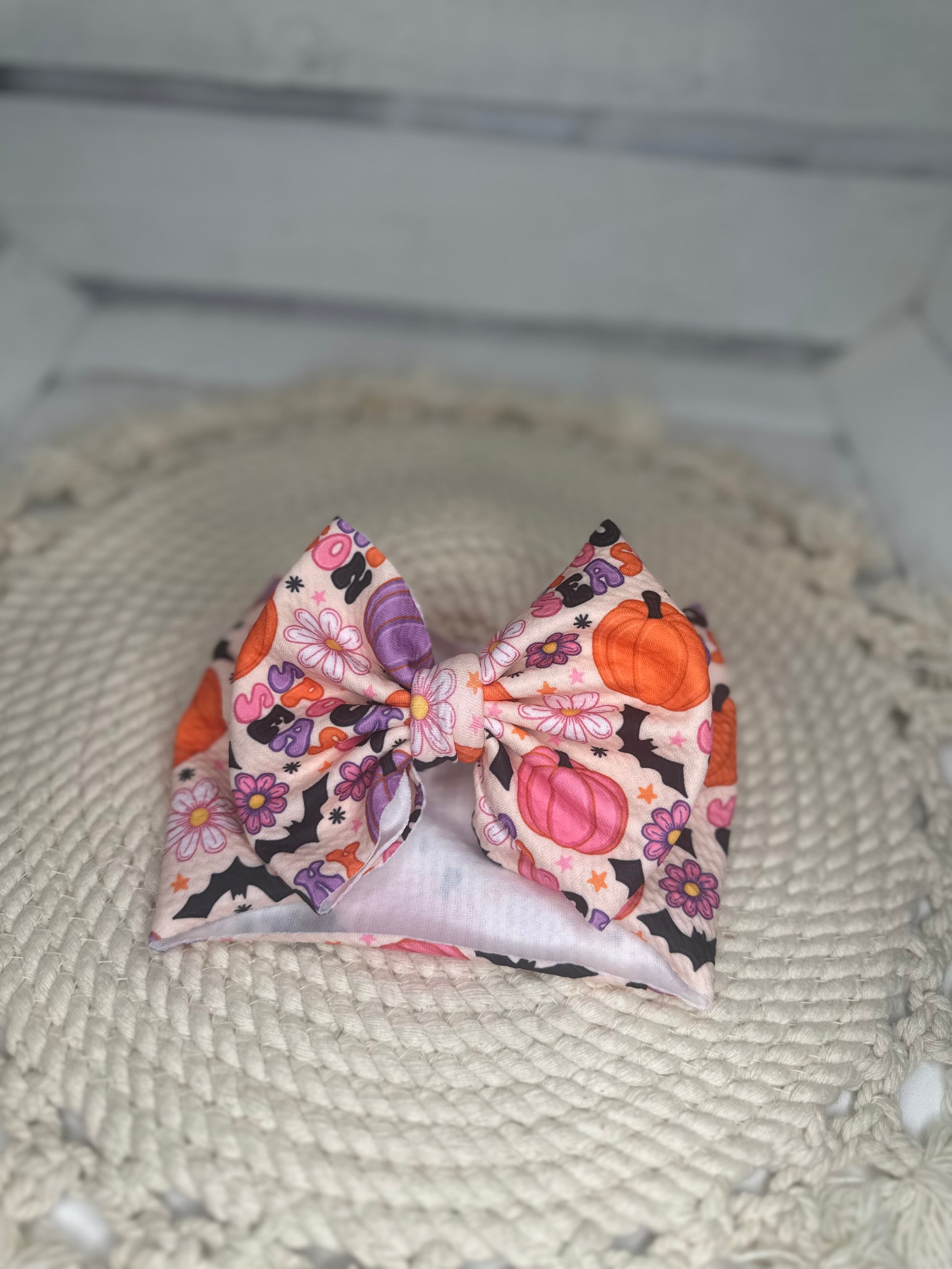 Girly Spooky Season Fabric Bow Headwrap | Fabric Headwrap, Hairbow, Baby Bow, Hair Accessory