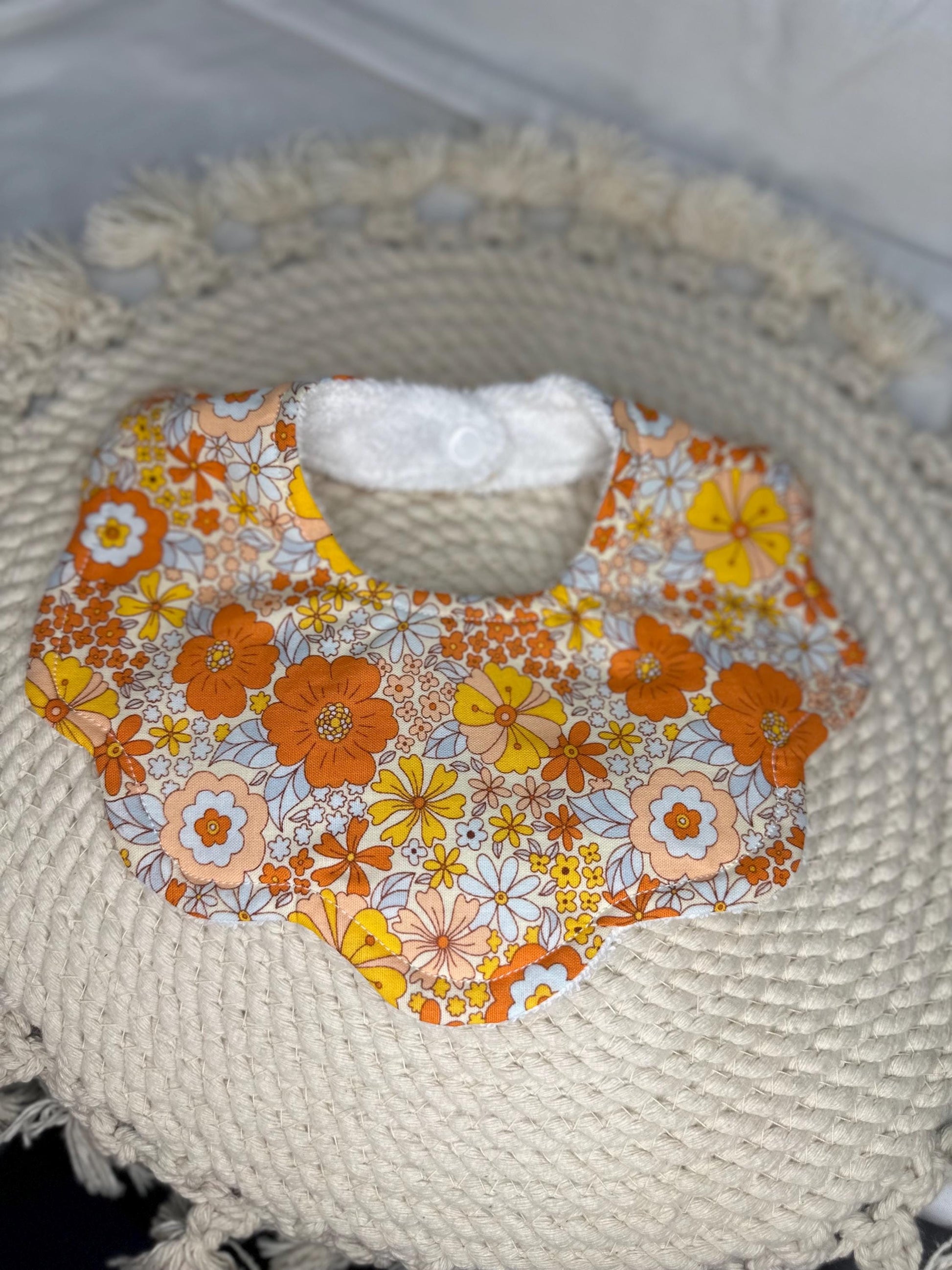 Children's Handmade Scalloped Baby Bib | Handsewn Baby Bib, Scalloped Bib, Girl's Baby Bib, Children's Bibs, Cotton Baby Bib
