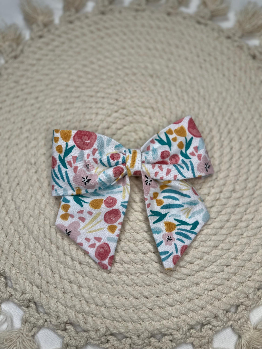 Girl's and Women's Colorful Floral Flower Bow Hairbow | Fabric Hairclip, Hairbow, Baby Bow, Hair Accessory