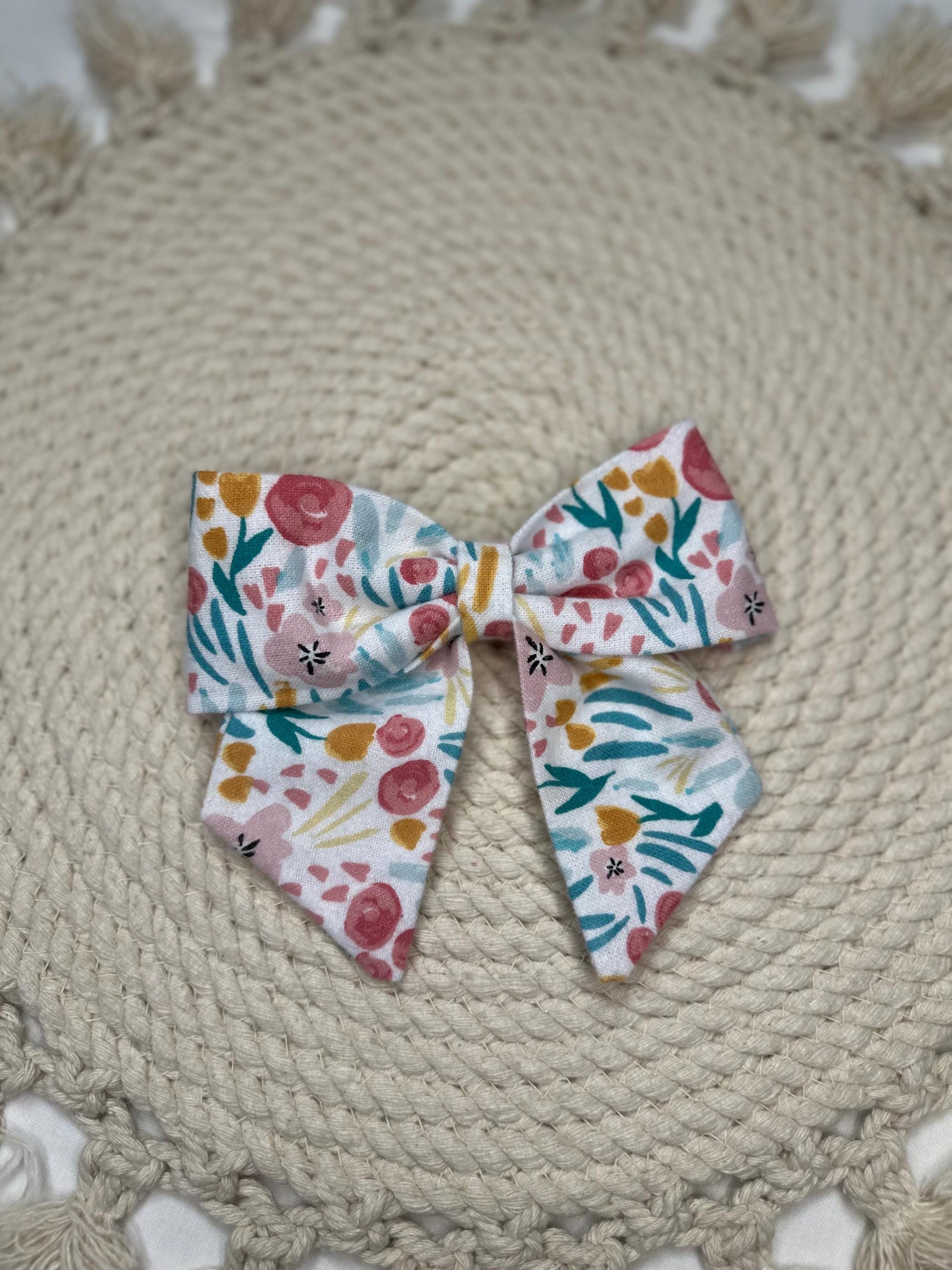 Girl's and Women's Colorful Floral Flower Bow Hairbow | Fabric Hairclip, Hairbow, Baby Bow, Hair Accessory