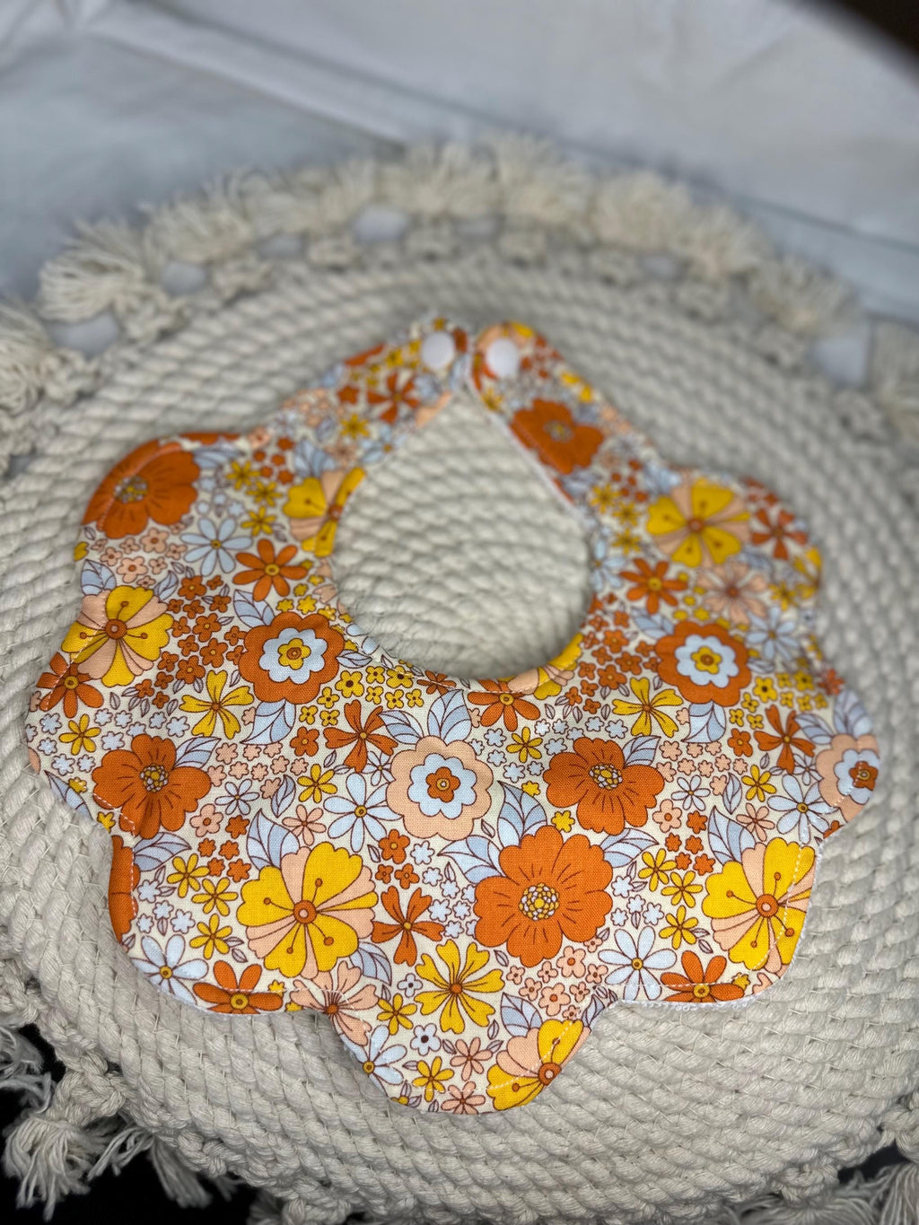 Children's Handmade Scalloped Baby Bib | Handsewn Baby Bib, Scalloped Bib, Girl's Baby Bib, Children's Bibs, Cotton Baby Bib