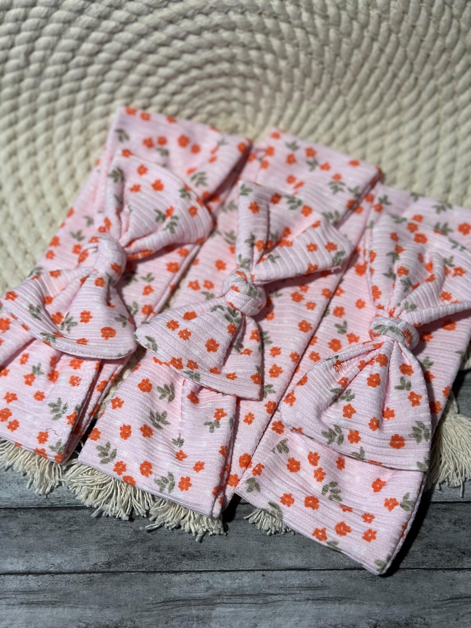 Girl's Ribbed Knit Pink Bow Headband | Knit Headband, Girl's Headband Bow, Hair Accessory, Hairbow, Children's Hairbow