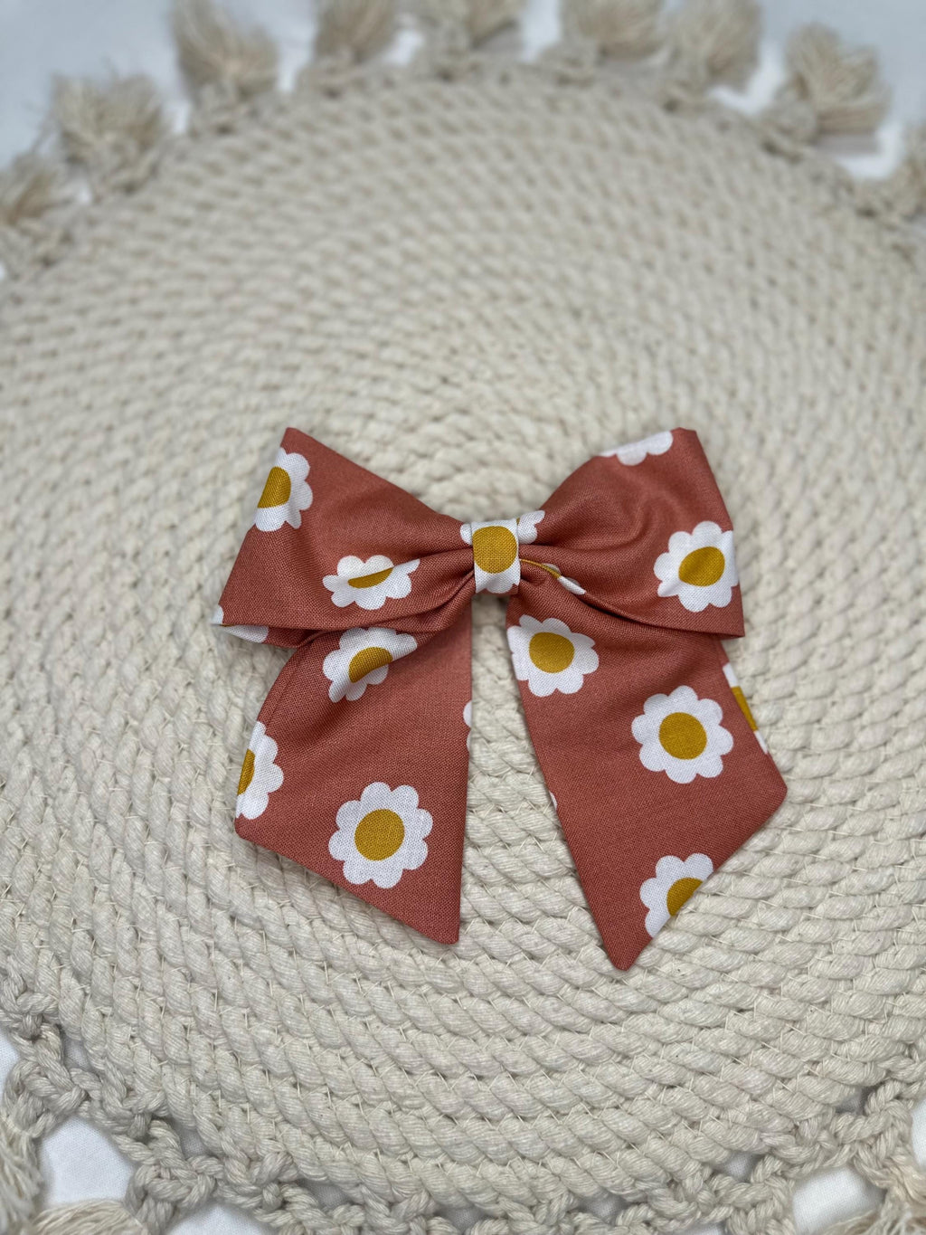 Girl's and Women's Daisy Flower Bow Hairbow | Fabric Hairclip, Hairbow, Baby Bow, Hair Accessory