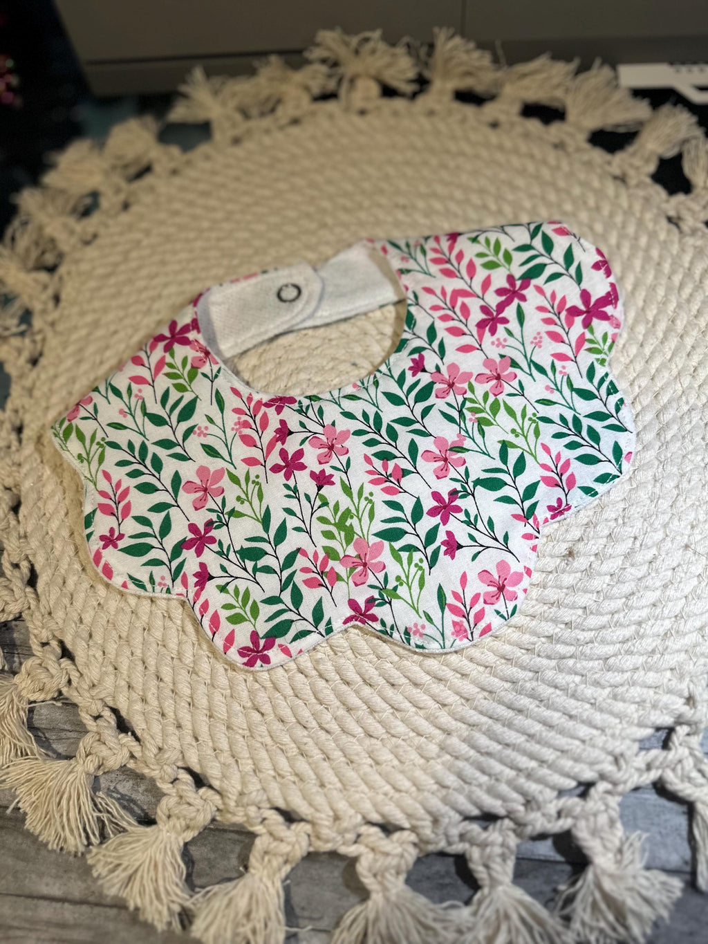 Children's Handmade Scalloped Baby Bib | Handsewn Baby Bib, Scalloped Bib, Girl's Baby Bib, Children's Bibs, Cotton Baby Bib