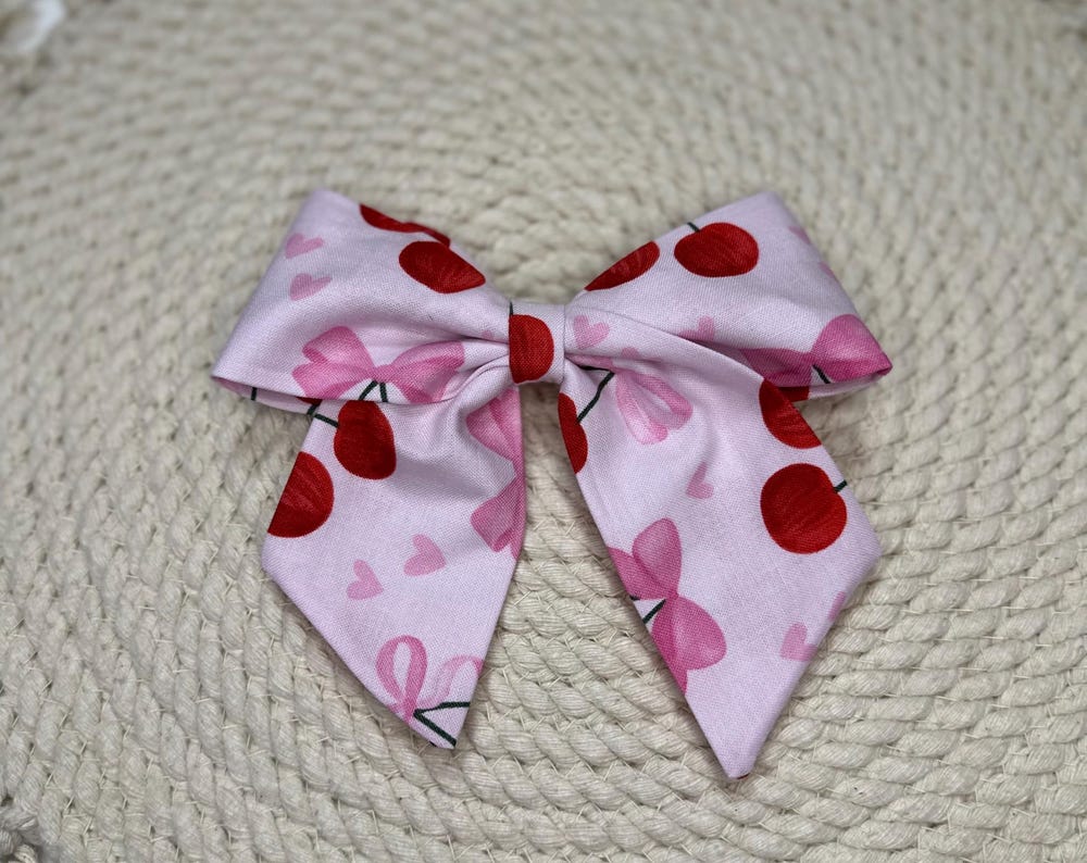 Girl's and Women's Pink Cherry Bow Hairbow